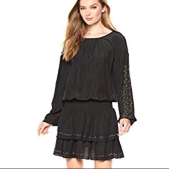 Ramy Brook Womens Sheryl Embellished Tiered Mini Dress